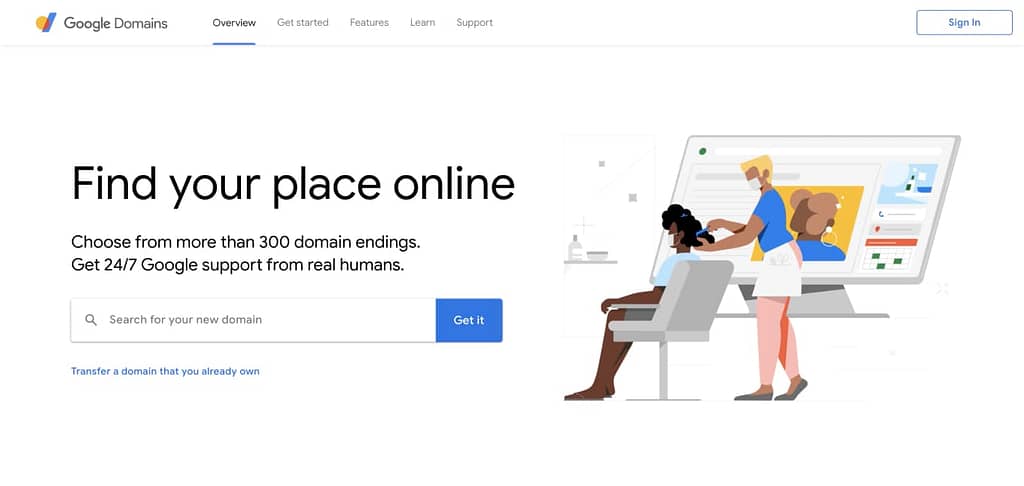 Google Domains homepage