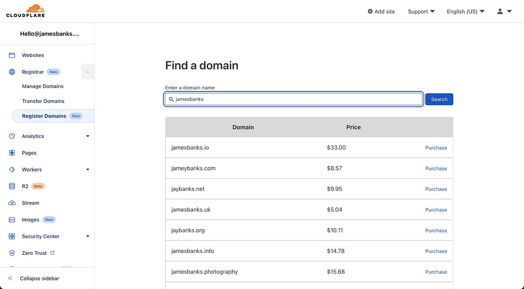 Cloudflare registrar domain pricing