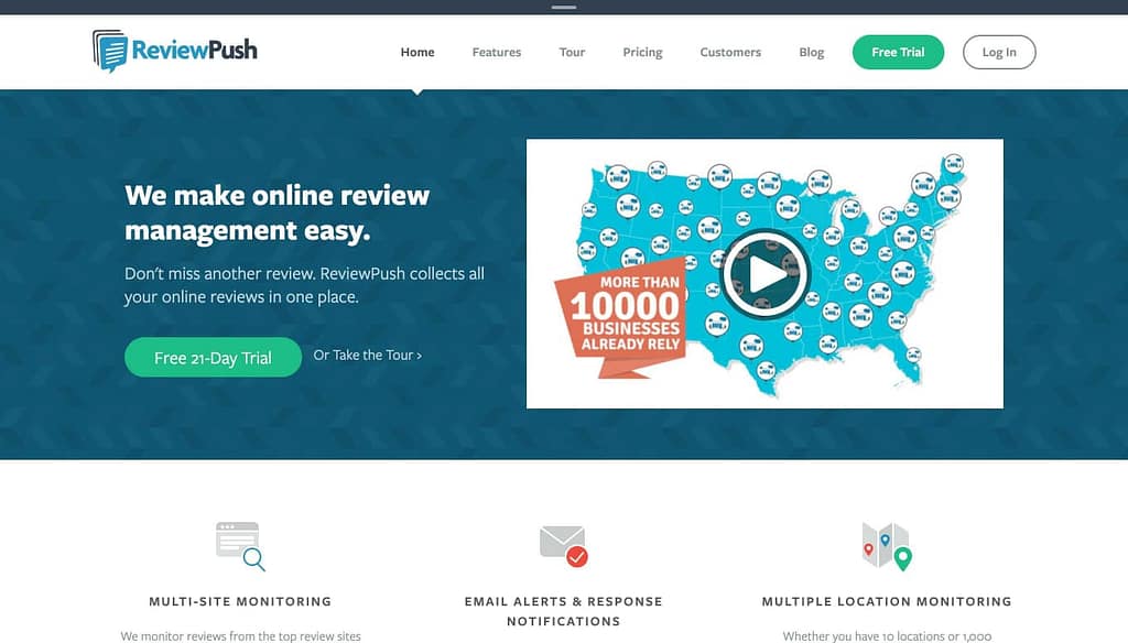 ReviewPush's homepage