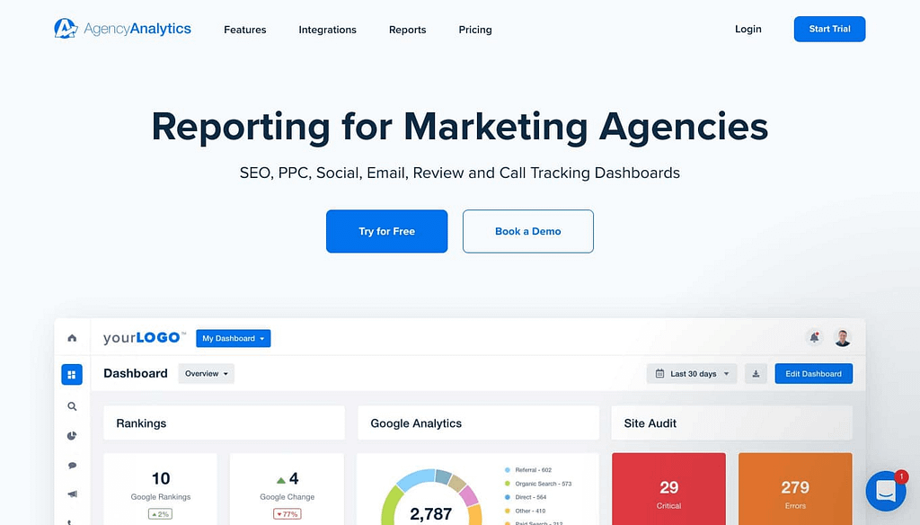 Agency Analytics Homepage