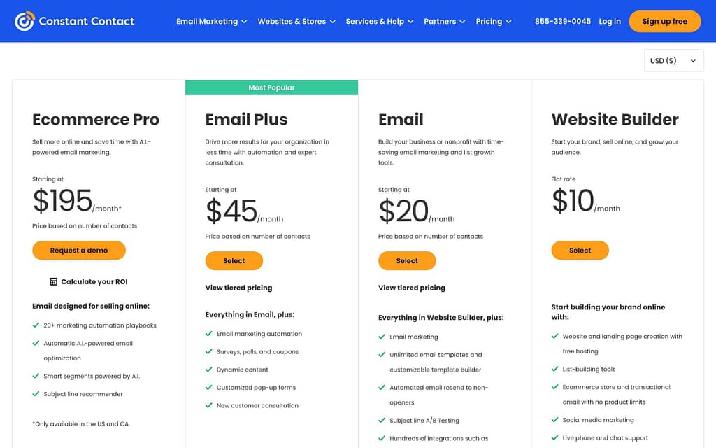 Constant Contact's Pricing Plans