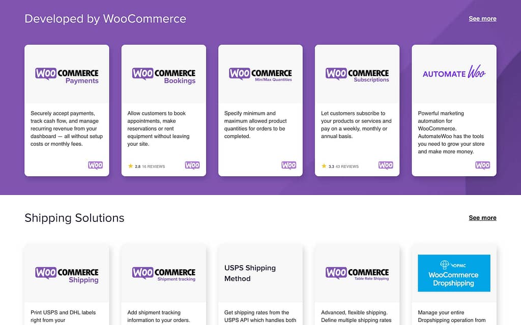 WooCommerce's Extensions