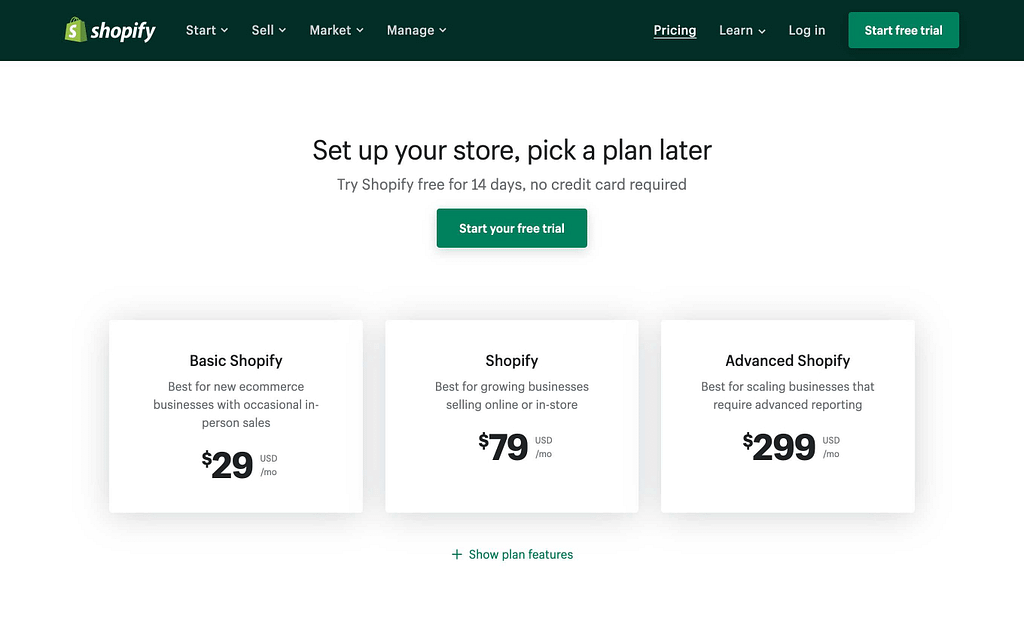 Shopify's Pricing Plans
