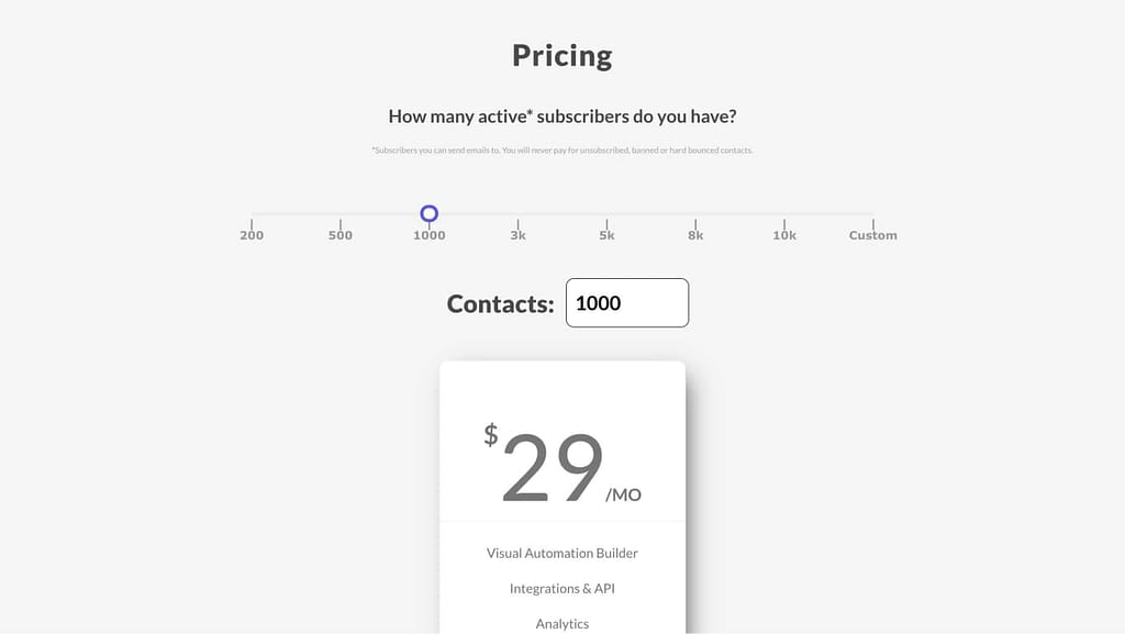 Automizy's Pricing Page