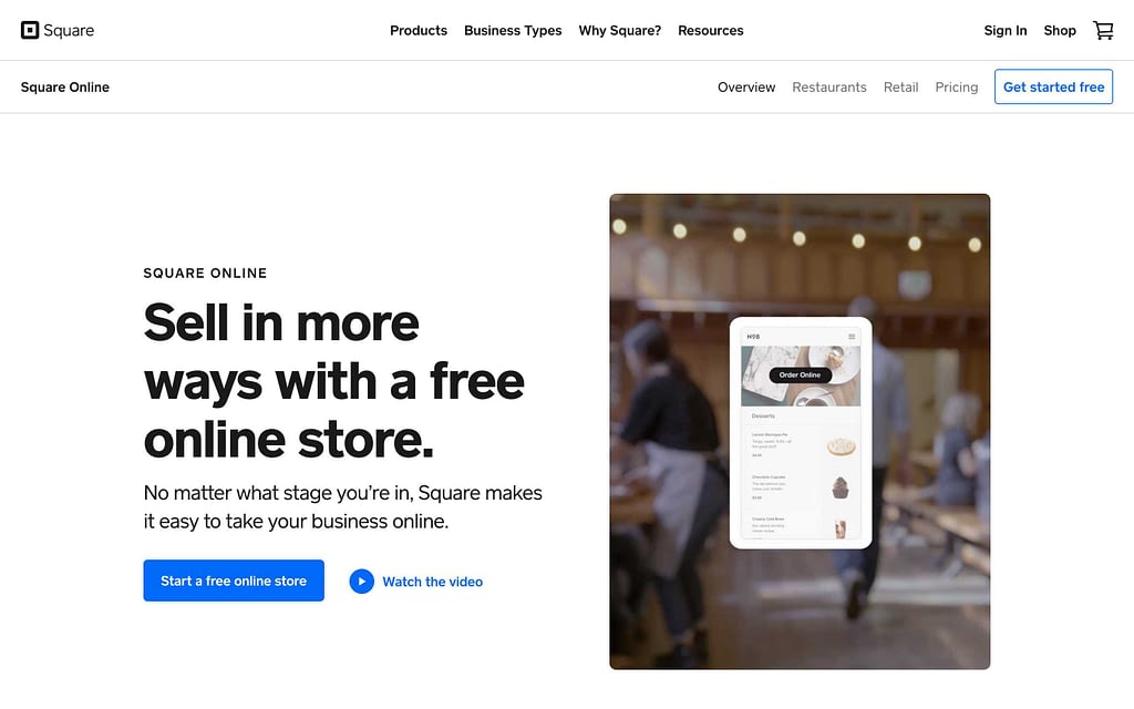 Square Online's Homepage