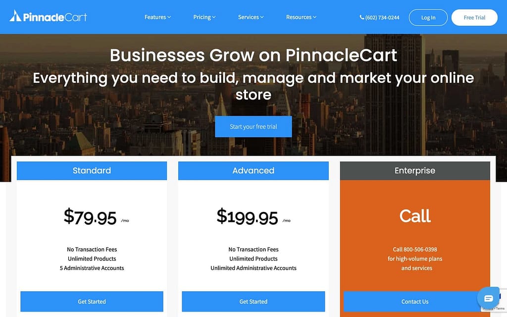 PinnacleCart's Pricing Plans