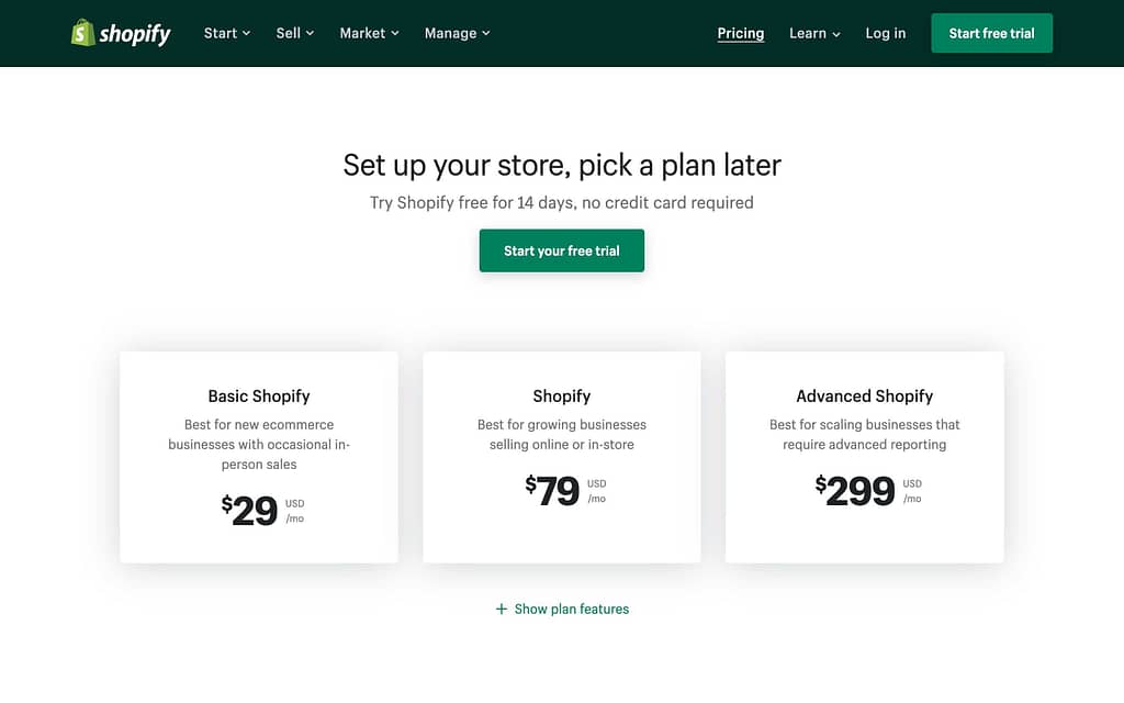 Shopify's Pricing Plans