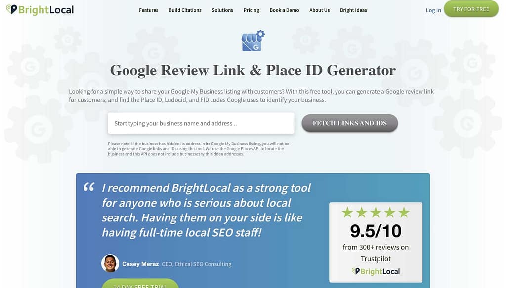 Google Review Link & Place ID Generator - Bright Local