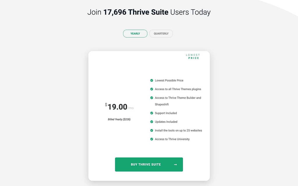 Thrive Theme's Pricing Plans